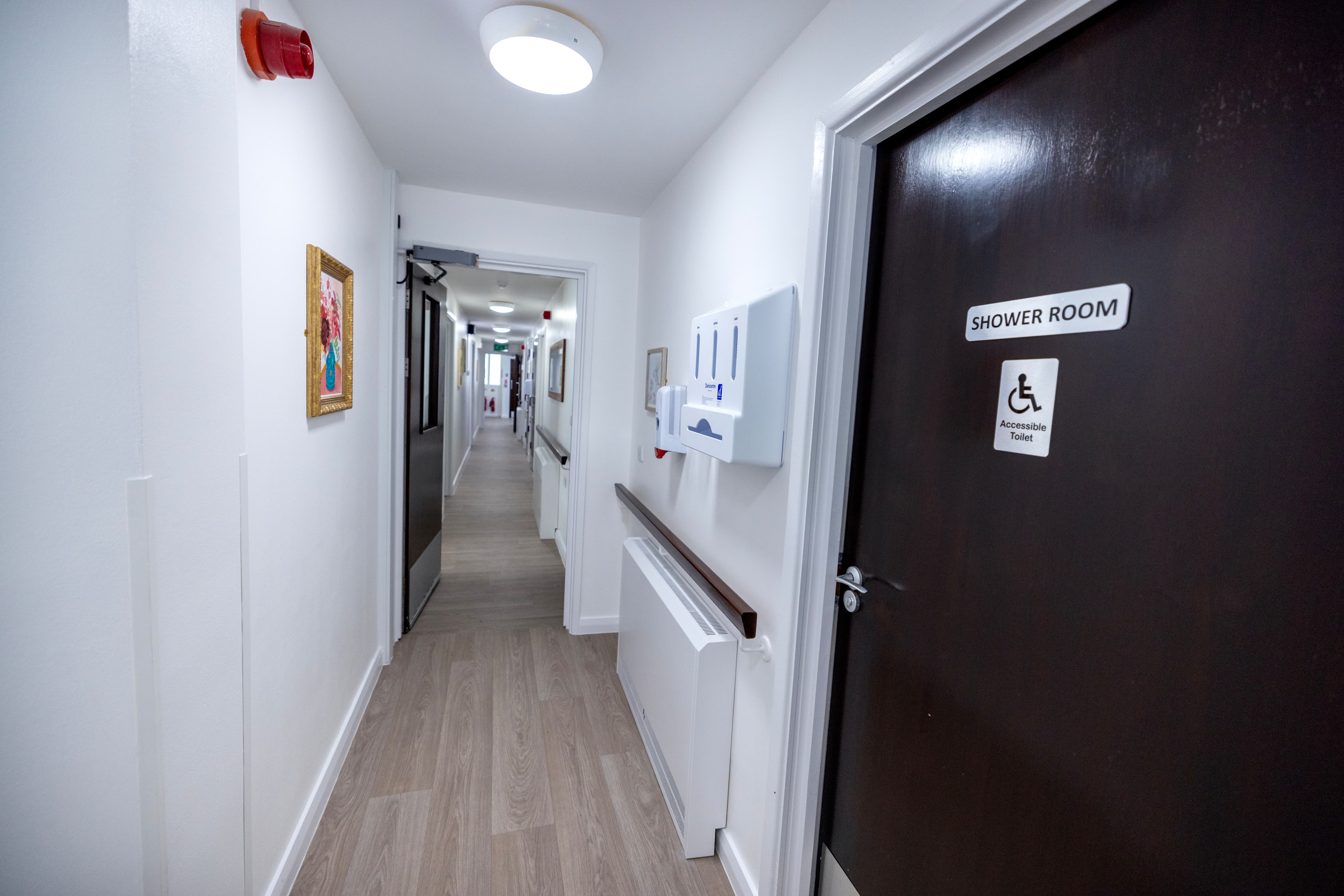 Clean, accessible corridors with handrails